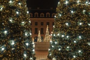 Celebrating Christmas differently in Paris: Illuminated Christmas trees in Place Vendôme, Paris.